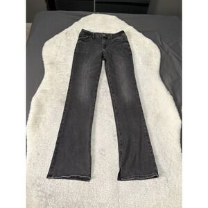 Express Skyscraper Mid Rise Black Denim Jeans Size M 6/8/10 Pants Ankle Slit